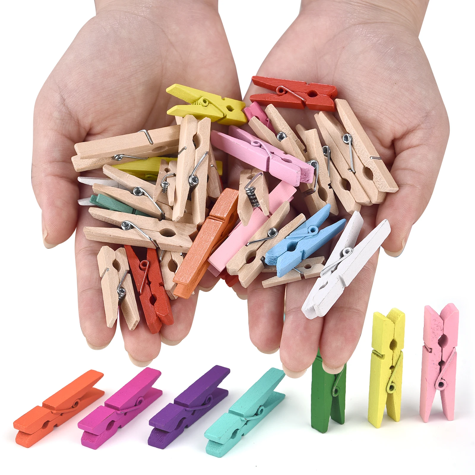 25pcs Natural Wooden Colored Photo Mini Clips Memo Paper Peg Clothespin DIY Stationery Christmas Wedding Party Home Decor