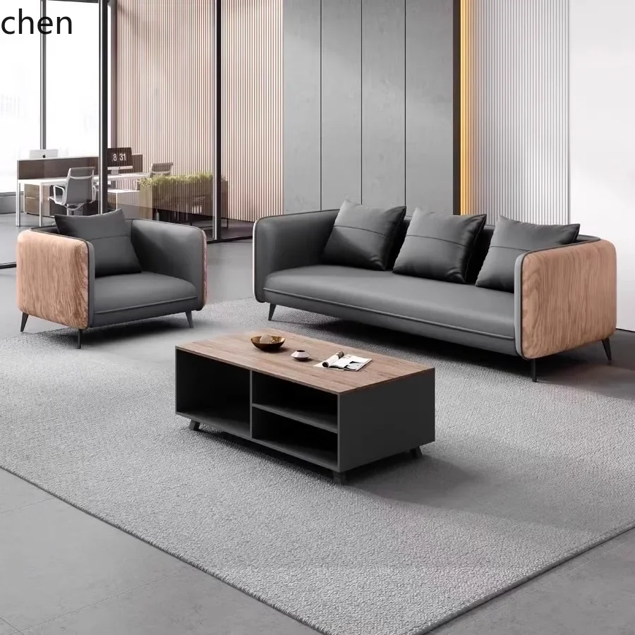 sf-1 Business Modern Simple Guest Reception Italian Rest Area Three-person Color Matching Sofa Coffee Table Combination