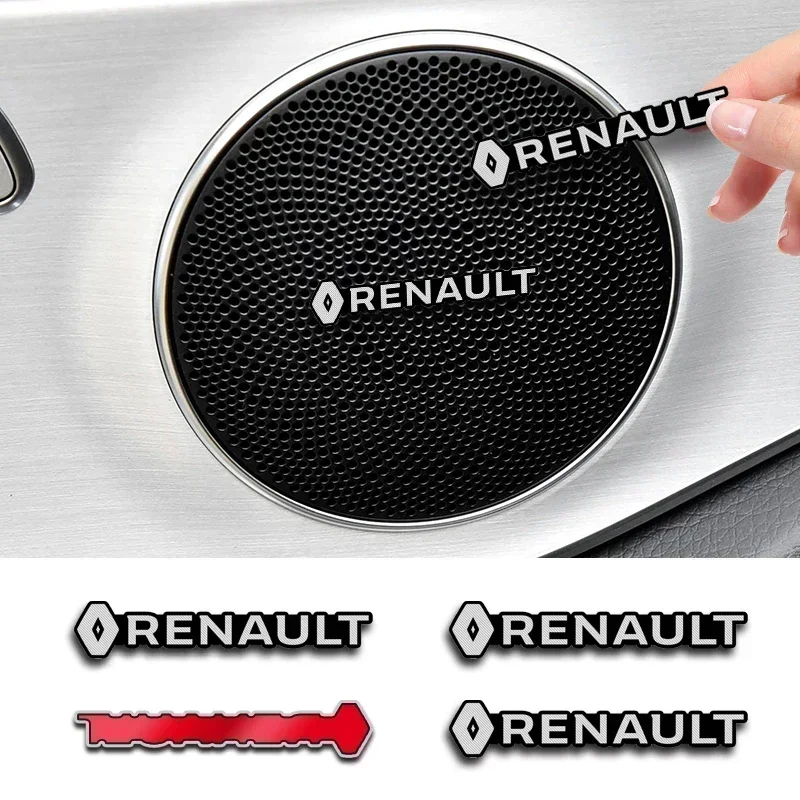 

2/4Pcs 3D Aluminum Car Audio Stereo Speaker Badge Emblem Sticker ﻿For Renault Clio Laguna 2 Megane 2 3 Duster RS Accessories