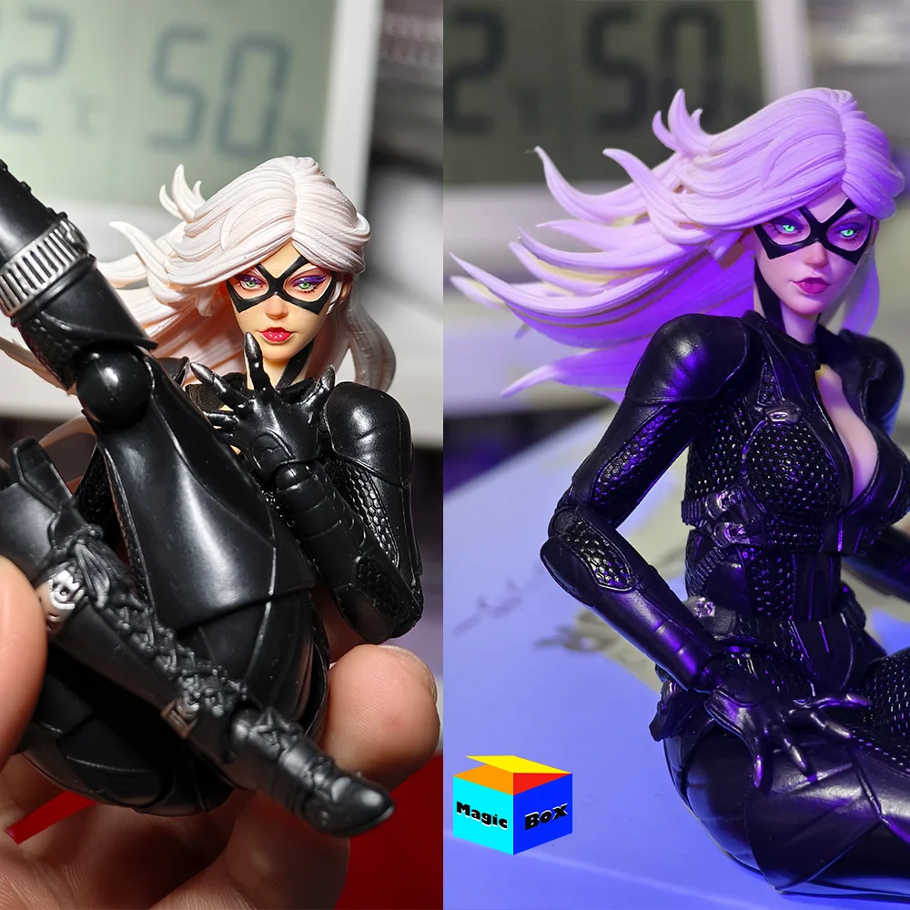 Handgemachte 1/12 Skala Catwoman Weibliche Skala Schwarze Katze Felicia Fluoreszierende Augen Kopf Schnitzerei Für 6in Soldat Action Figur Modell