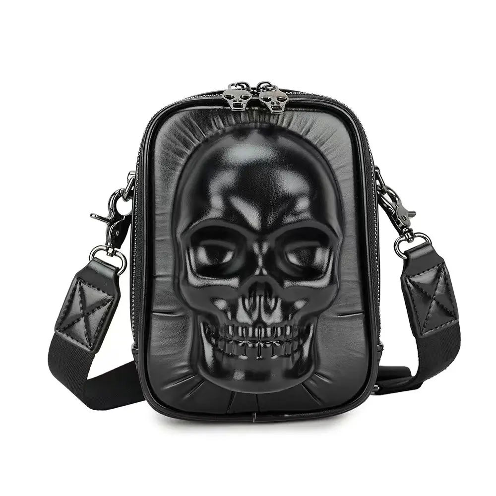 2024 Halloween Crossbody Bag Personalized Black Skull Skeleton Shaped Crossbody Handbag Sling Bag For Men