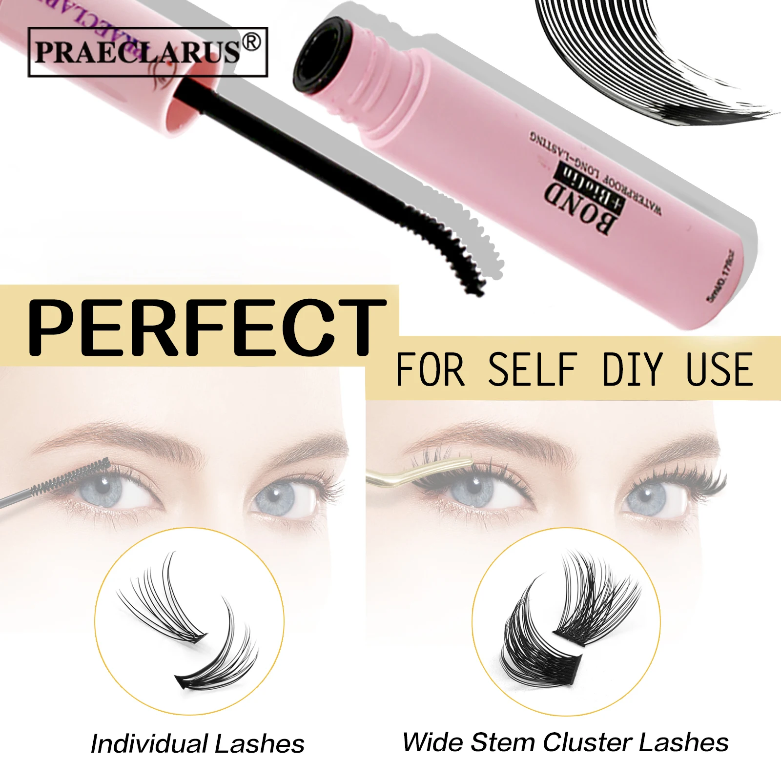 PRAECLARUS Bond and Seal Drying Lash Bond Seal For Cluster Segmented DIY False Eyelashes Tool Kits DIY Eyelash Glue Bonder