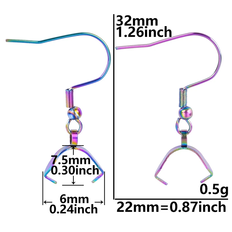 10 Cái/lốc (5 Cặp) thép Không Gỉ Hạt Giống Dưa Khóa Cầu Vồng Màu Sắc Tai Móc Cho Bông Tai Làm Đồ Trang Sức Chất Liệu Bán Buôn