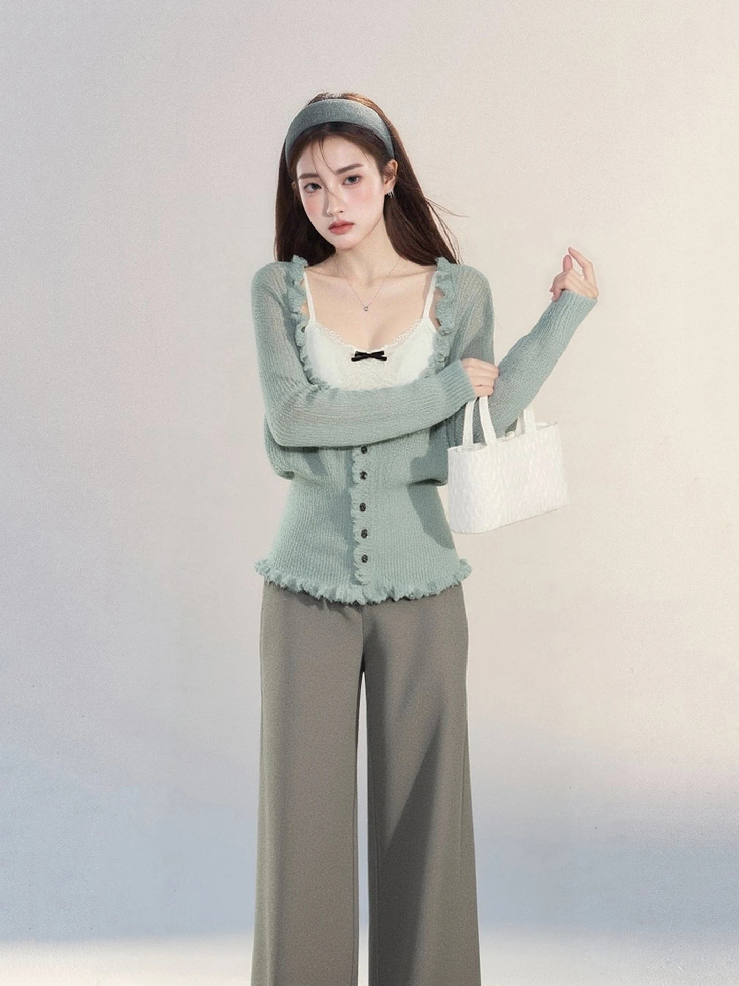 

Ladies' Knitted U-Ne Open Cardigan Soft Wood ain Single Button Outerwear Faionable Sweater Top Spring 2026 New Arr...