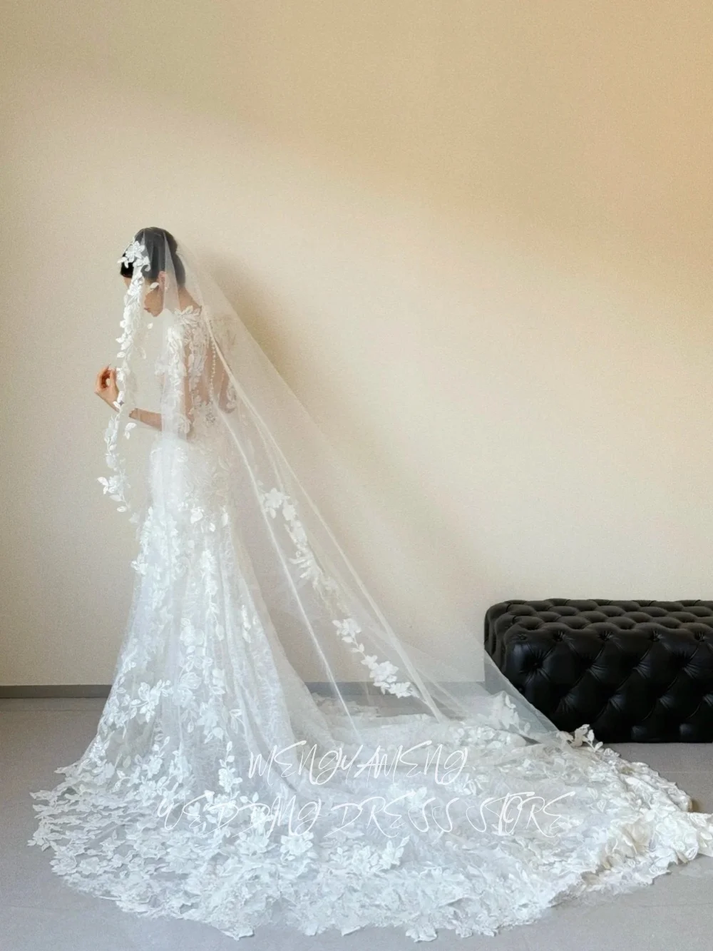 ZHUISHU Elegante Applikationen Korea Meerjungfrau Hochzeit Kleid Mit Langen Ärmeln V-ausschnitt Backless Brautkleider Angepasst Vestido de novia