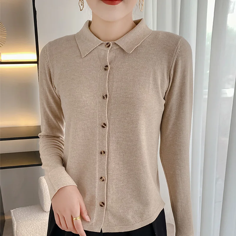 Lafarvie 9 Colors Ins Women T-shirt Cardigans O-neck Spring Autumn Y2k Knitted Cashmere Solid Single Breasted Sweaters 2023