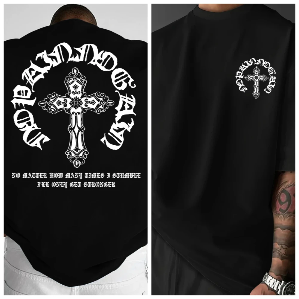 2026 Gothic Cross Graphic T-Shirt Kids Adults Vintage Streetwear Print Crew Neck Short Sleeve Casual Tee