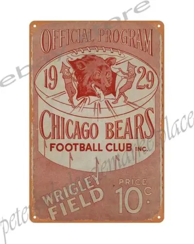 1929 football  with Red Grange vs  metal tin sign