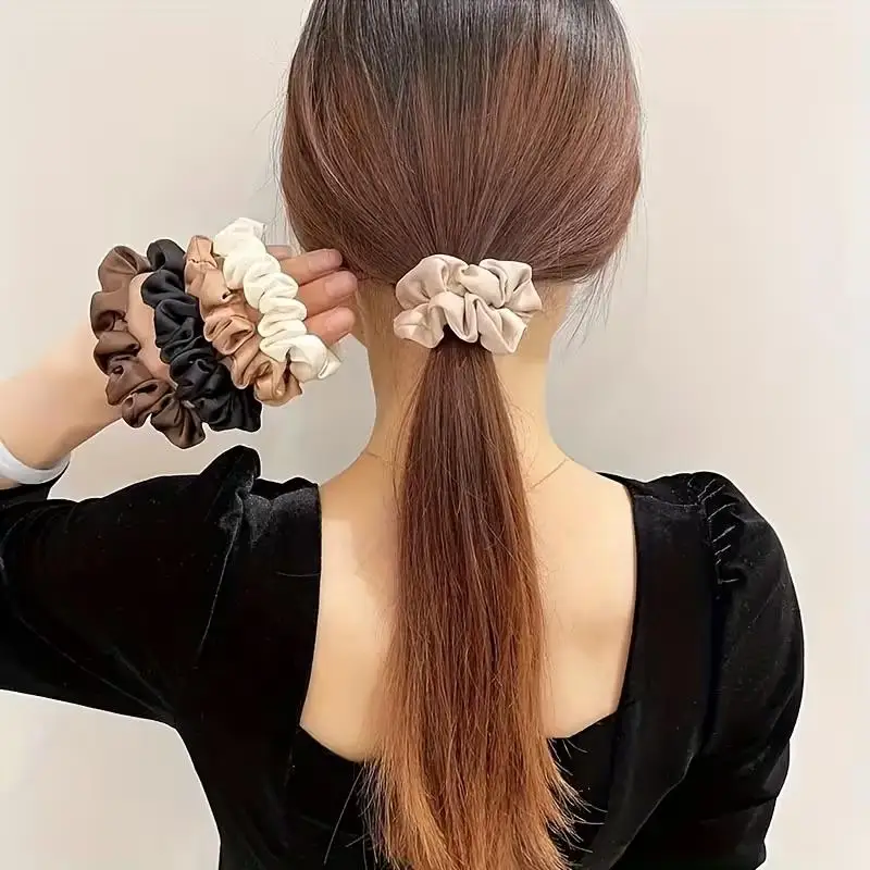 

1/6pcs random Vintage Silk Scrunchies – High Elasticity, for Home, Outdoor, Travel & Occasion, Chic Hair Tie
