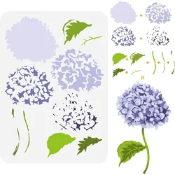 Layered Hydrangea Pattern Painting Stencil 8.3x11.7inch Hydrangea Flower Drawing Template DIY Craft Plants Decoration Stencil