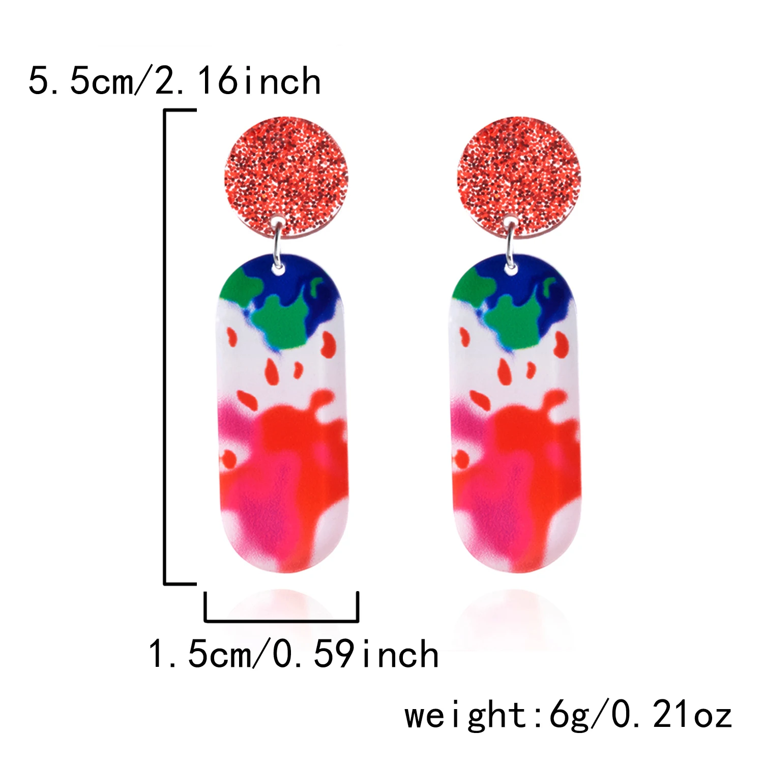 Bunte Muster Acryl Schmetterling Tropfen Ohrringe für Frauen Einfache Obst Geometrie Harz Baumeln Ohrringe Täglichen Schmuck Zubehör – Detail 24