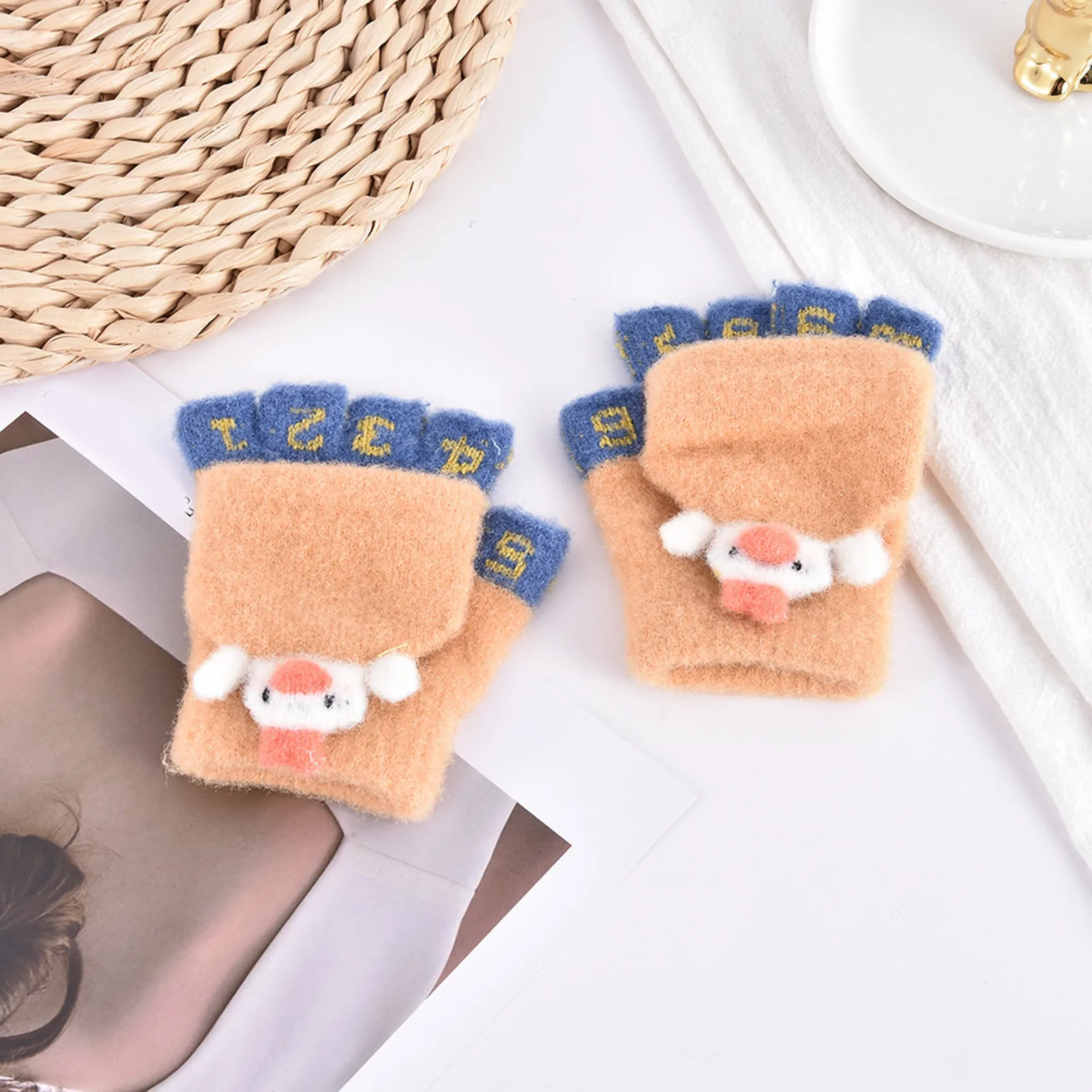 

Girls Hat And Gloves Set Age 7-8 Winter Gloves Toddler Kids Boys Girls Soft Warm Wool Gloves Hats with Gloves Attached for Kids