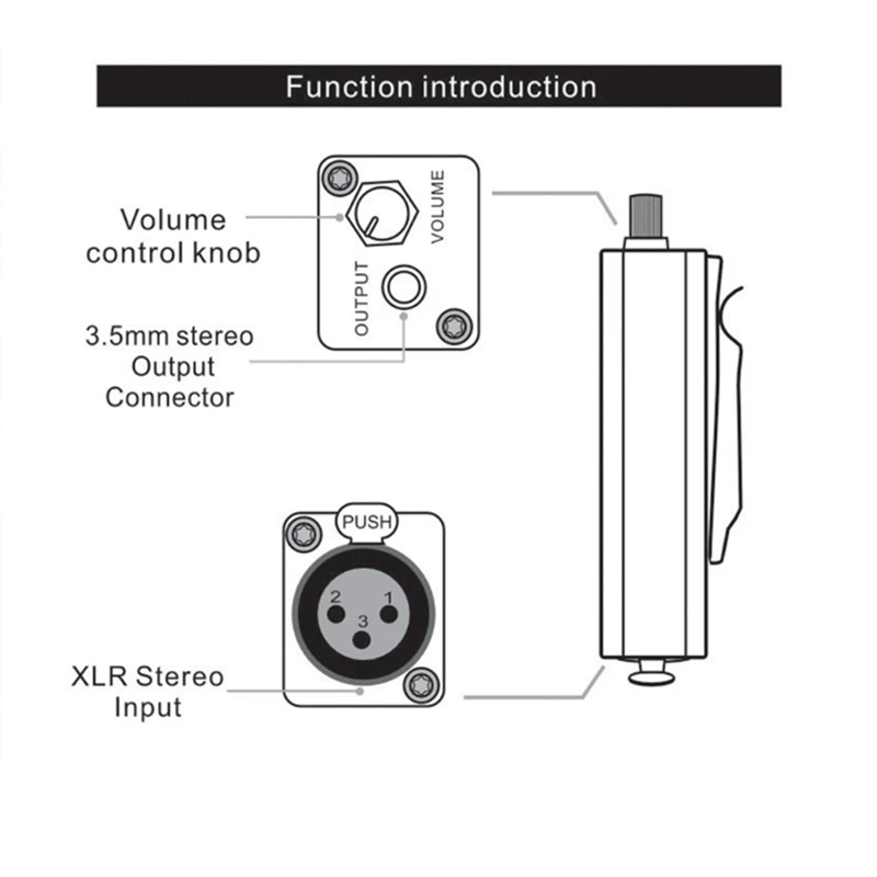 Universal XLR To 3.5Mm Headphone Amplifier No Interference Hifi Sound Quality With Output Volume Control For Music Lover Durable