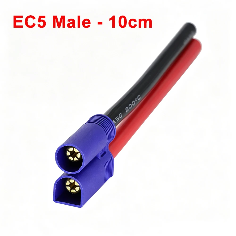 1Pcs EC5 10AWG Silicone Cable EC5 Male / Female Bullet Connector Plug 100mm Pigtail Wire For RC Lipo Battery FPV Car Boat