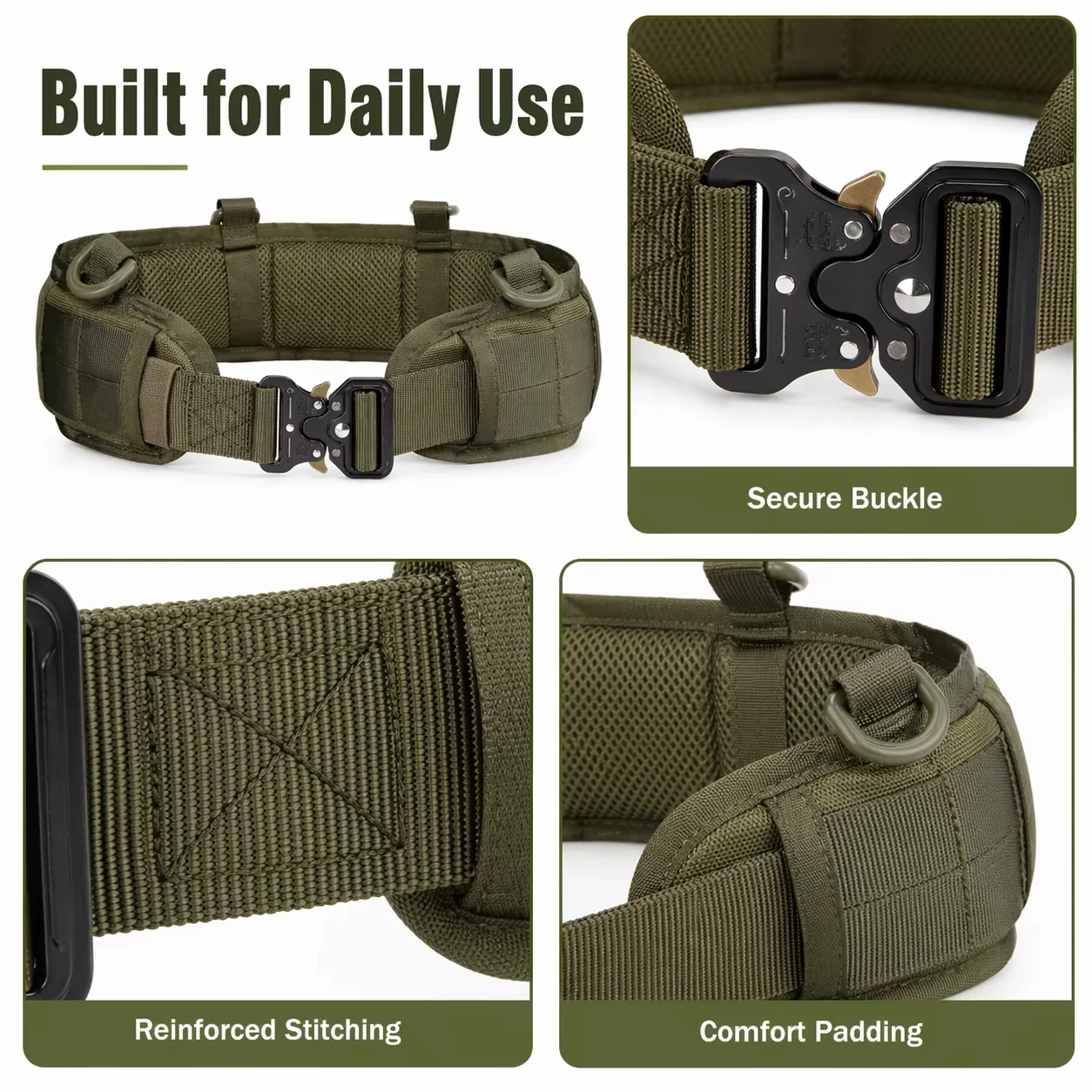 1Pcs Adjustable Padded Utility Waist Belt Buckle Breathable Support for Hiking Camping Outdoor Work Travel