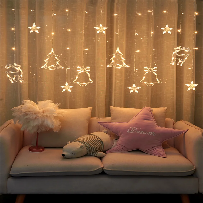 Guirxiété lumineuse LED Star String, lampe dégradée, décoration de rideau extérieur, fête, vacances, mariage, 3.5m