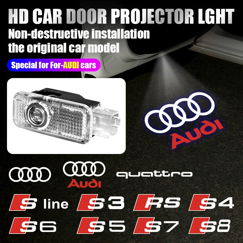 For Audi A3 8V 8P A6L A5 A7 Q3 Q5 Q7 A4 B5 B6 B7 B8 A1 RS TT S3 S6 Sline Quattro Car Door HD Welcome Light Laser Projector Lamp