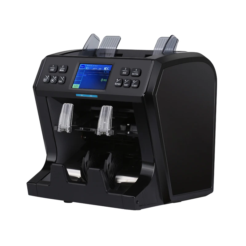 عداد وفرز لحل فارز النقود متعدد العملات آلة فرز الفواتير جيبين عداد الفواتير 2 قيمة CIS