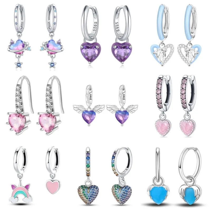 MISEFF New 925 Sterling Silver Heart Hoop Earrings Inlaid Zircon CZ Infinity Love Golden Earrings Wedding Gift Luxury Jewelry