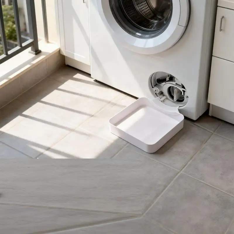 3D Printed Washing Machine Discharge Drain Funnel Tray Drip Catcher with Lint Screen Floor Protection Washer Hose Guide DIY Part