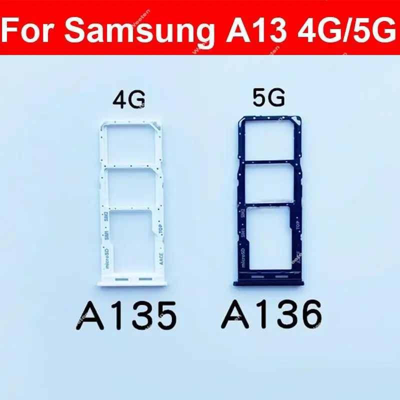 For Samsung A13 4G A135F A13 5G A136U SIM Card Tray Holder Dual   Card Holder Sim Card Reader Replacement Repair Parts