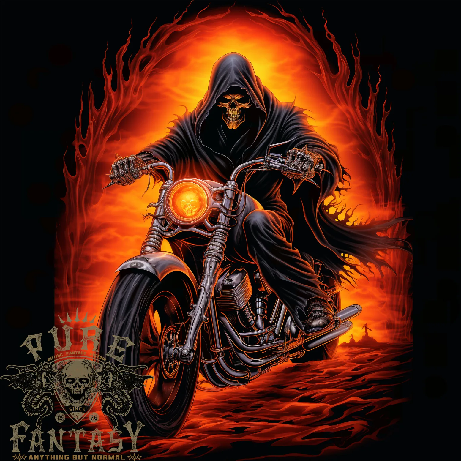 

Skull Biker Motorcycle Motorbike Grim Reaper 9 Mens T-Shirt 100% Cotton