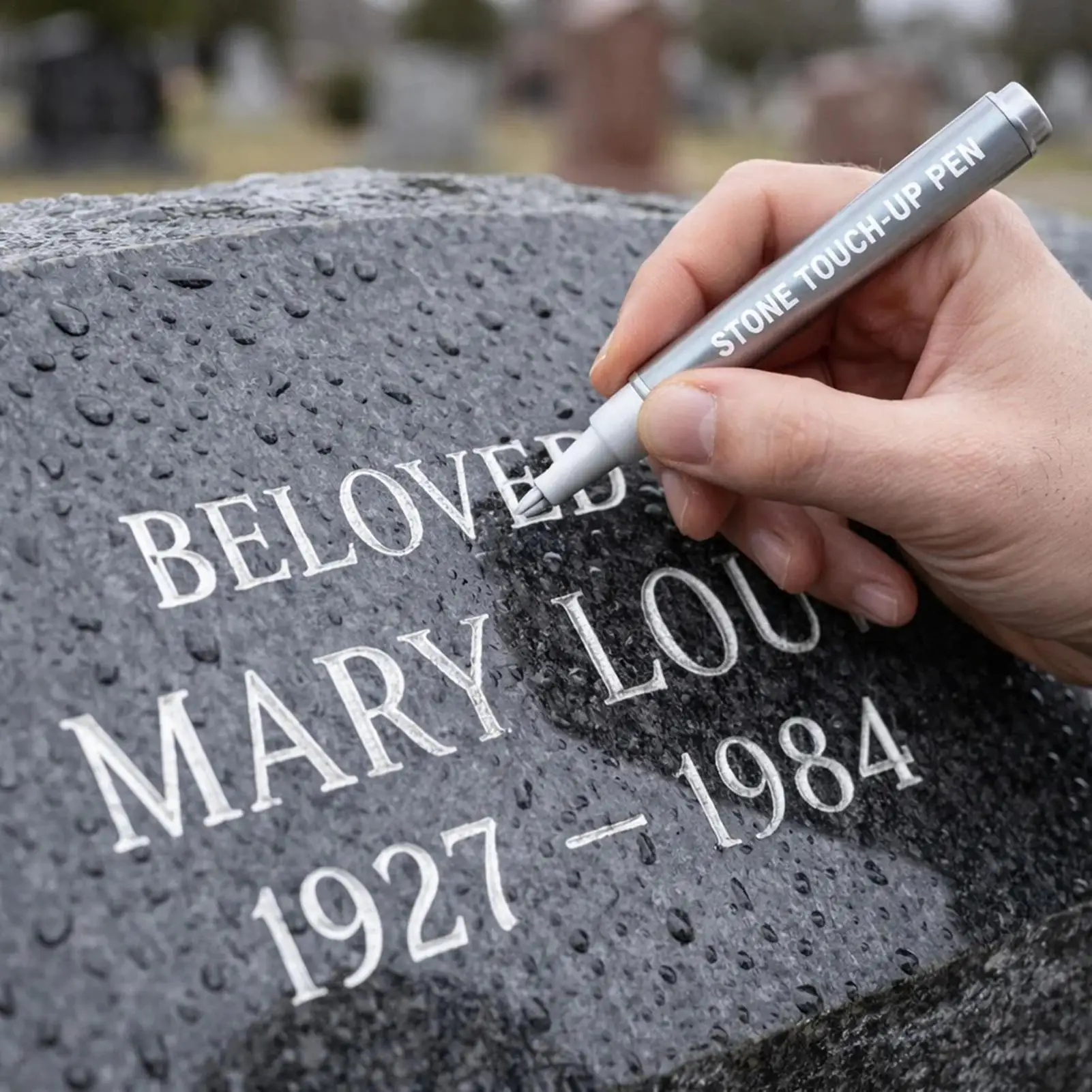 Gold Tombstone Lettering Pen Stone Inscription Touchup Marker Memorial Paint Pen for Church Outdoor Cemetery Grave Rock Marble