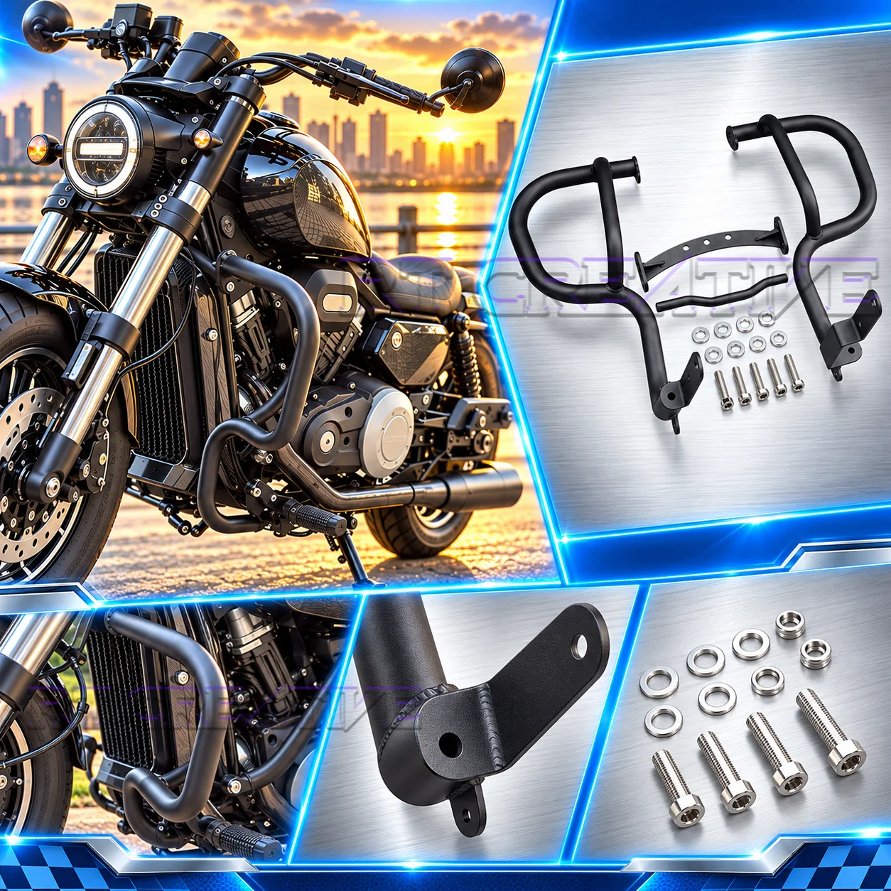 1. Perfect fit for Keeway V302C and Keeway V Cruise 125, integrated bumper crash bar, folding backrest & luggage rack
