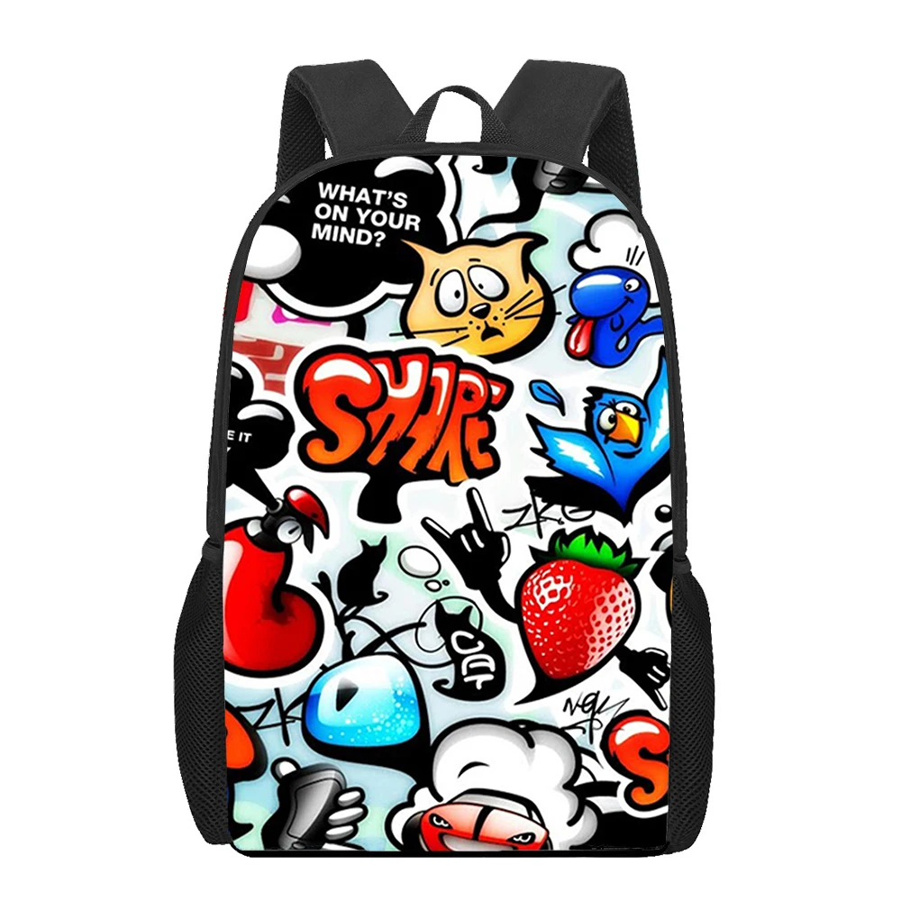 

Anime Graffiti Sticker Bomb 3D Pattern School Bag for Children Girls Boys Casual Book Bags Kids Backpack Boys Schoolbags Bagpack