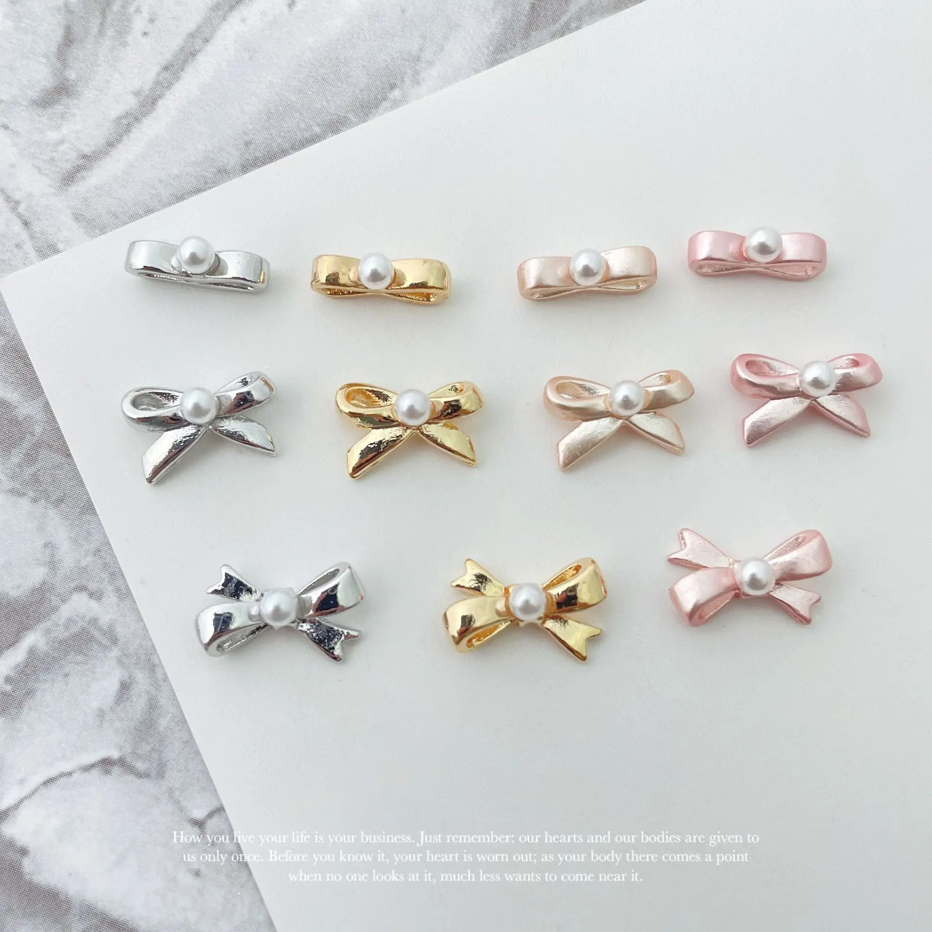 

20pcs Kawaii 3D White Pink Ballet Ribbon Bowknot Bow Ballerina Girl Alloy Pearl Nail Art DIY Nails Accessories Decoration Charms