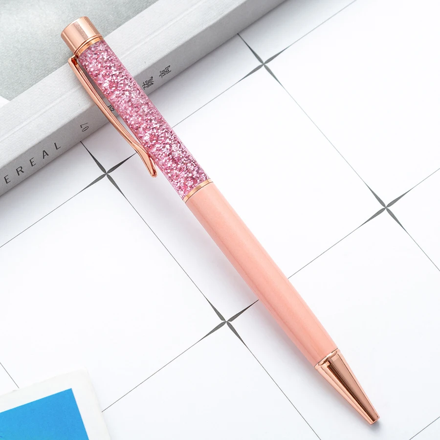 Bunt in das Öl Goldpulver Treibsand-Kugelschreiber, luxuriöser Metallstab, rotierender 1,0-mm-Kugelschreiber für Schule und Büro – Detail 12