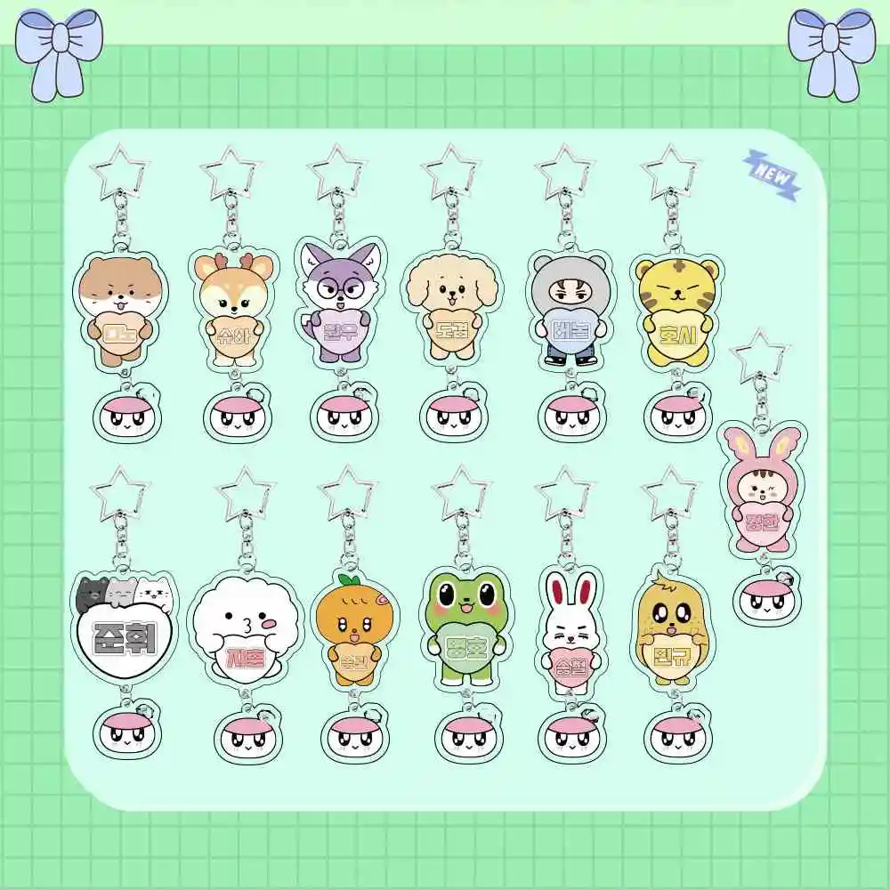 KPOP Idols S.COUPS JOSHUA WONWOO Cartoon Cute Acrylic Keychain High Quality 5CM Packpack Pendants WOOZI MINGYU VERNON DINO Gifts