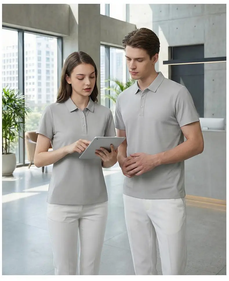Neues Sommer-Eisseide-POLO-Shirt Kurzarm Professionelles T-Shirt Nahtlos Weich Hochwertig Einfarbig Firmen-Gruppenuniform – Detail 18