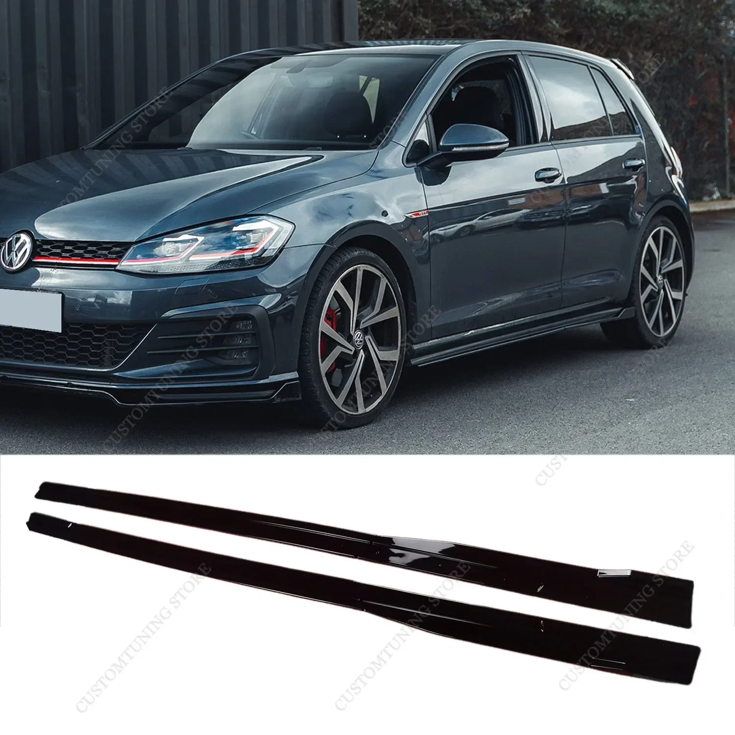 Gloss Side Skirts Extension Rocker Panels Lip Side Splitters For VW Golf MK7.5 GTI GTD GTE R R-Line 2017-2020 Bodykits Tuning