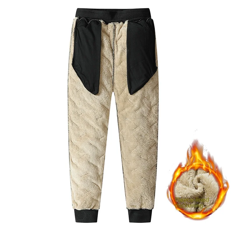 Lamb Fleece Lined Men's Pants - Winter Warm Oversized Plus Size Straight-Leg Casual Sports Trousers | Autumn Outerwear