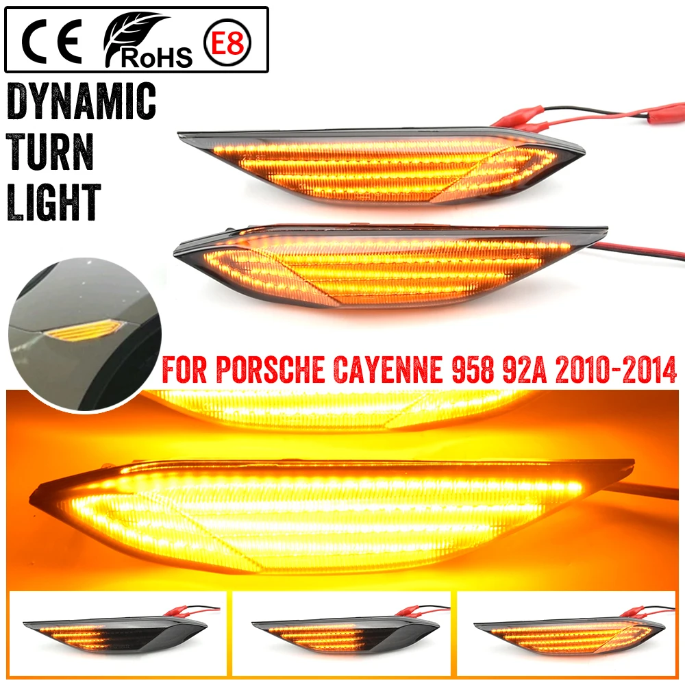2PCS No Fault Dynamic Amber LED Side Marker Turn Signal Lamp Fits Porsche Cayenne 958 92A 2010-2014