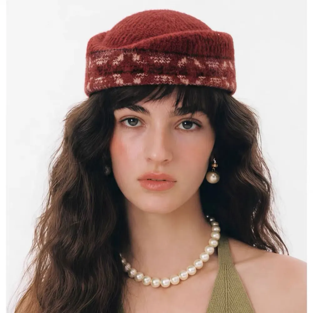 Fashion Fall Winter Knit Beret Hat Airline Stewardess Flight Attendant Vintage Pillbox Hat Uniform Stewardess Teardrop Hat