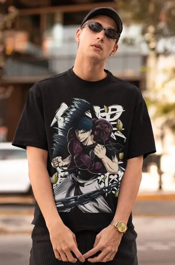 Jujutsu Kaisen Fushiguro Toji T-shirt Anime Horror Black Short Sleeve All Size