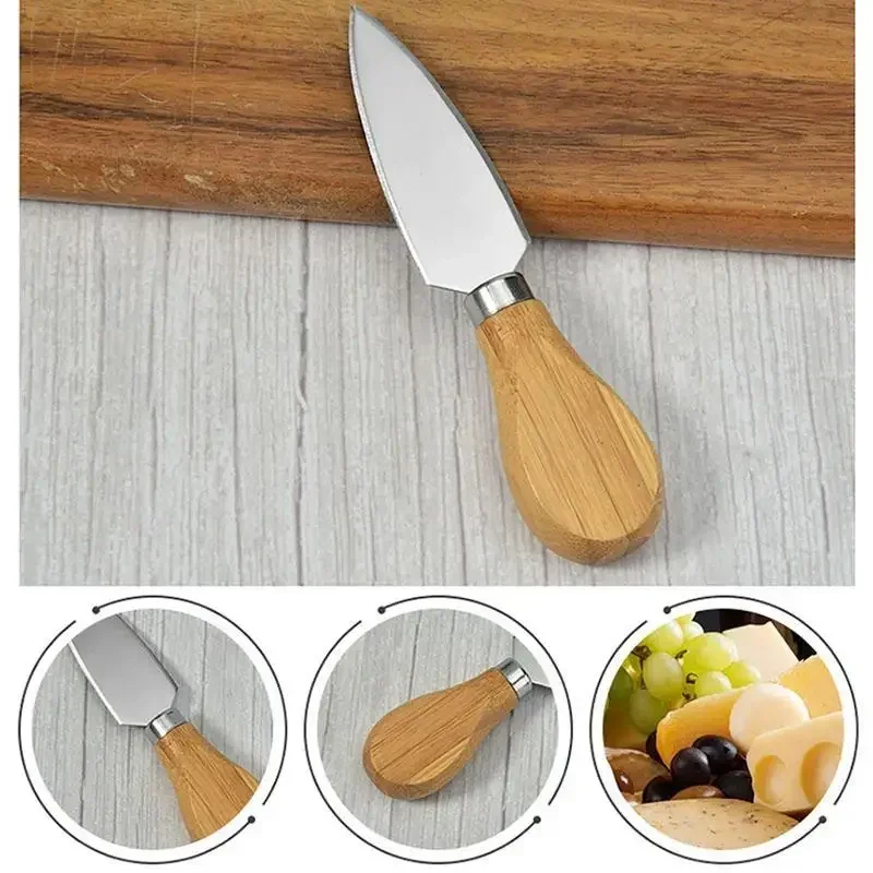 1Pcs Steel Stainless Cheese Knives with Bamboo Wood Handle Cheese Slicer Cheese Cutter Kitchen Baking Tool