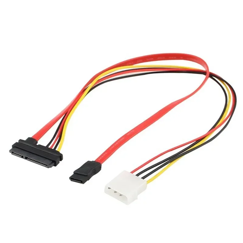 SATA Female Combo 7+15 Pin Data Cable and Power To SATA 7Pin+4 Pin Molex Serial  ATA Lead Cable Power Adapter 30cm 50cm