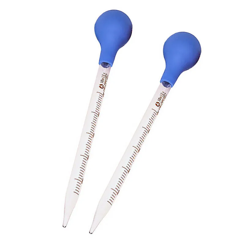 Glass Graduated Pipette Dropper Vol. 0.5ml/1ml/2ml/3ml/5ml/10mlTransfer Pipette with Rubber head