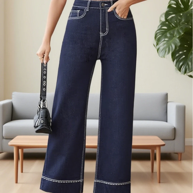

Y2k Jeans For Woman Blue Stretch Slim Fit Vintage High Waist Denim Trousers Fashion Trend 2025 street style