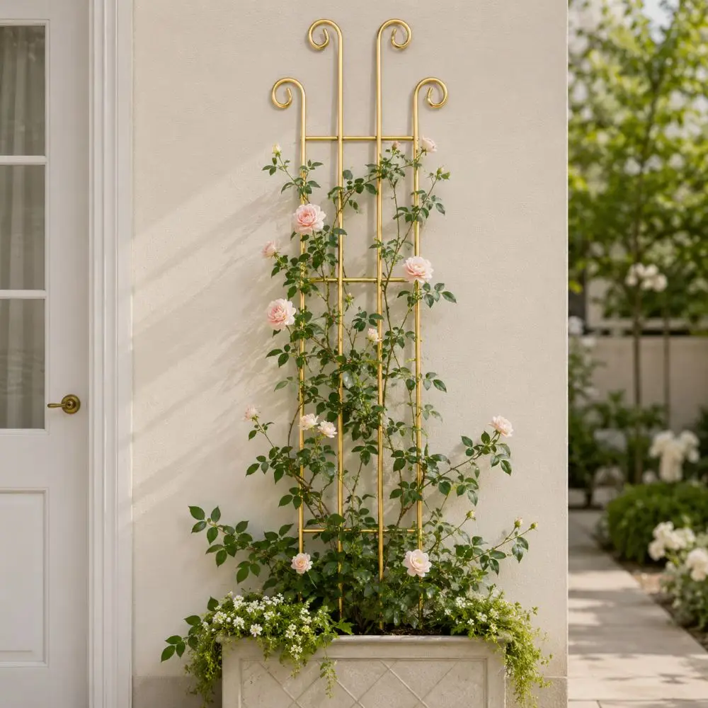 Decorative Garden Plant Trellis Hollow Out Iron Plant Support Rack Flowers Vine Bonsai Bracket Plant Climbing Frame Garden