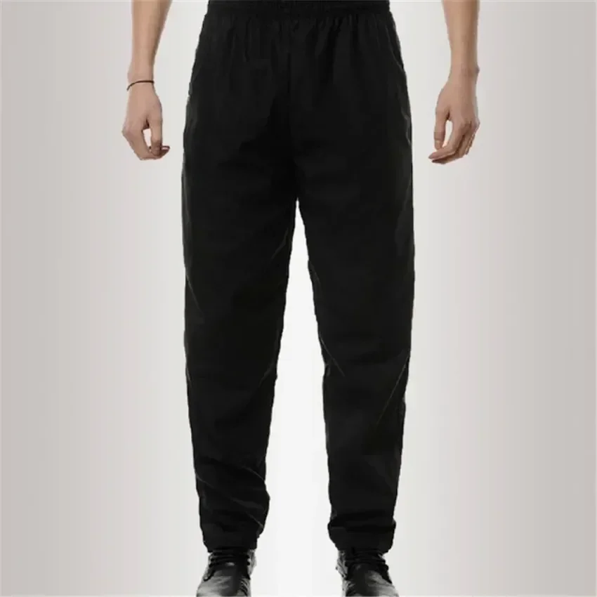 Pantalones con bolsillos sólidos para hombre, uniformes de comida, trabajo, pantalones Ejecutivos Negros, cintura elástica para restaurante, Chef, suelto, servicio de Hotel