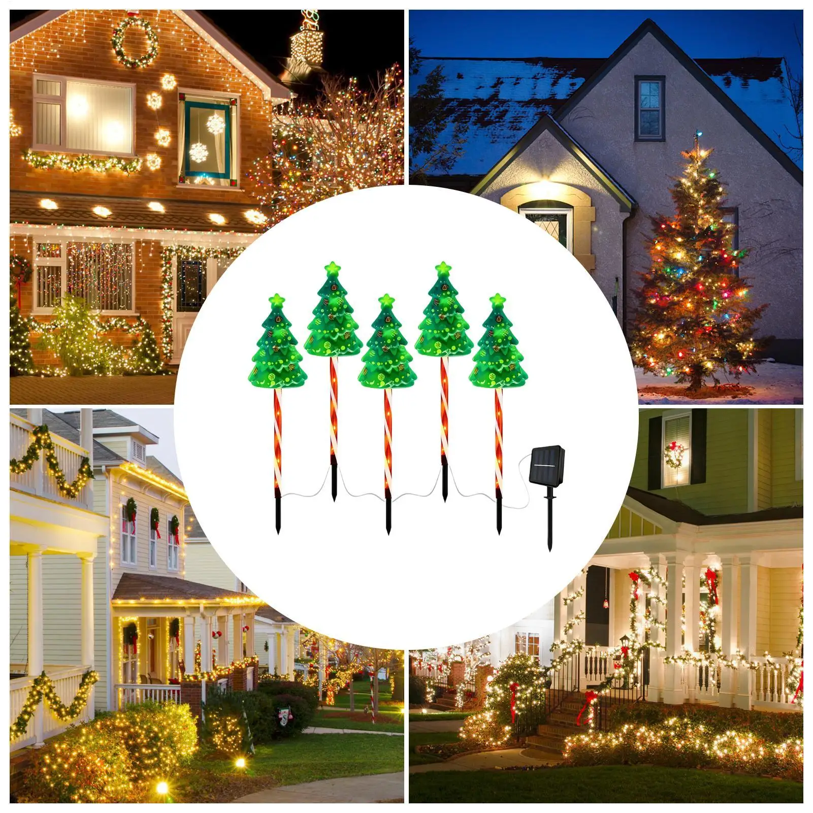 شجرة عيد الميلاد درب ضوء تعمل بالطاقة الشمسية عطلة مضاءة حصة في الهواء الطلق زينة عيد الميلاد لساحة درب مسار الجبهة #5