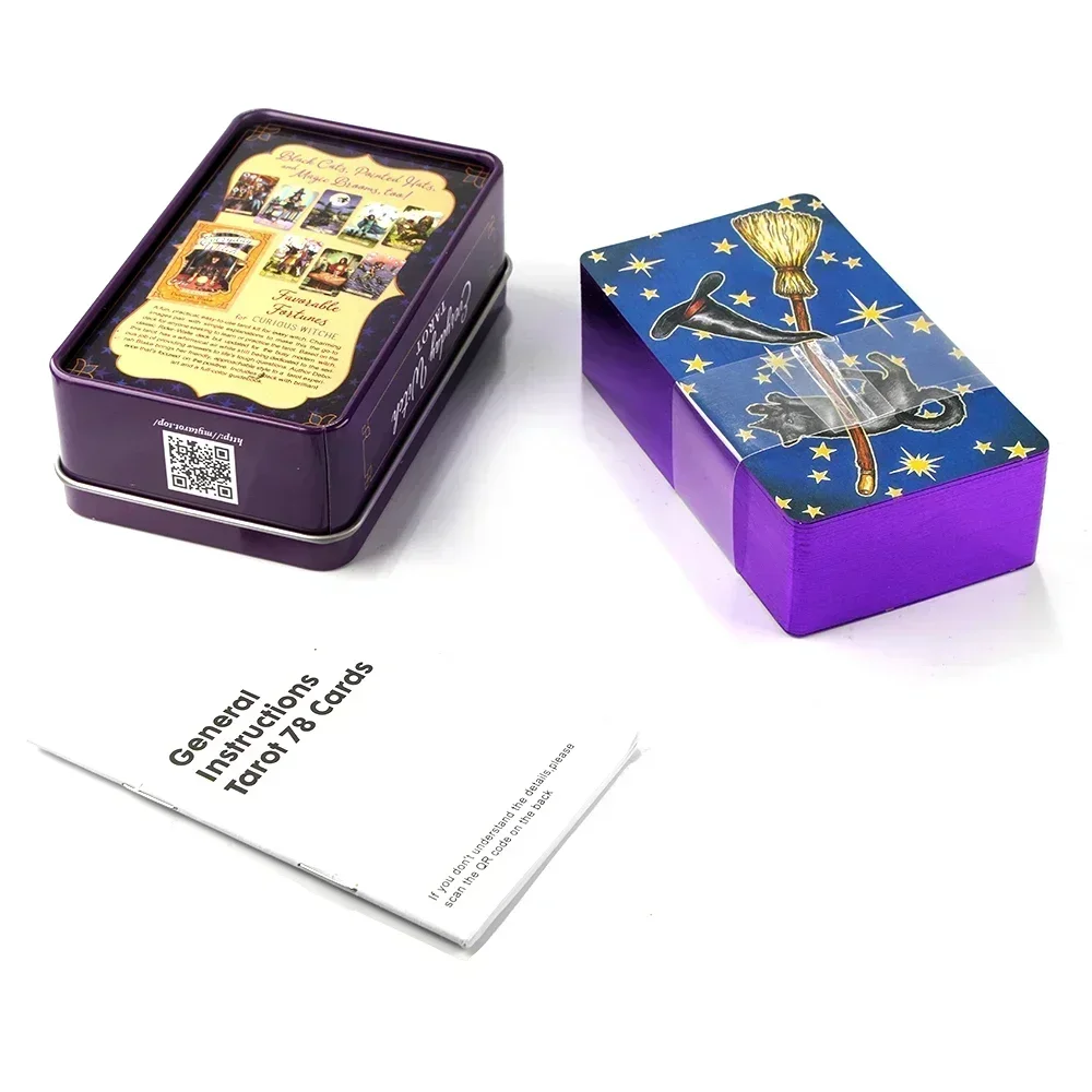 Everyday Witch Tarot in Tin Metal Box 78 pcs Cards Gilded Edge Guidebook Deck Stocking Blooming Cat Cccult Del Toro Tarot