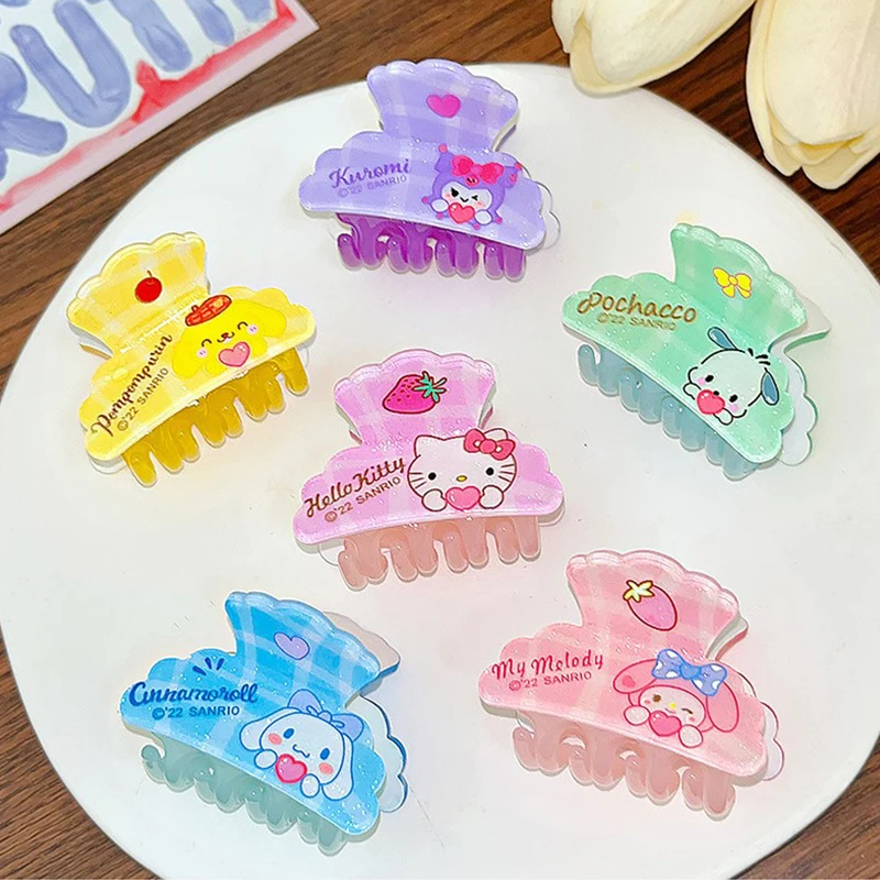 Sanrio Mini Garra De Cabelo para Meninas, Hello Kitty Hairpin, Rabo De Cavalo Clipe De Tubarão, Acessórios Dos Desenhos Animados Kawaii, Cinnamoroll Olá Kitty Presentes