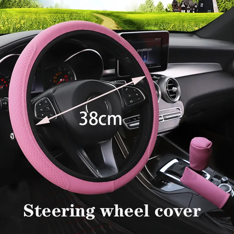 37-39cm Auto lenkrad abdeckung rutsch feste Auto lenkrad abdeckung rutsch feste Prägung Leder Auto-Styling Autozubehör – Detail 4
