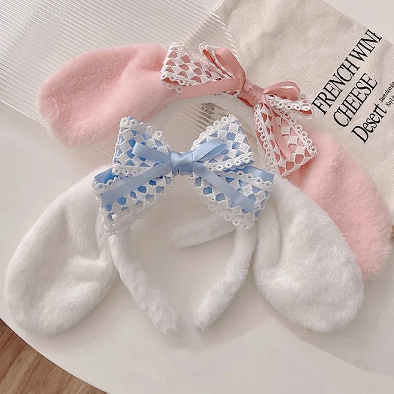 Kawaii Sanrio Plush Headband My Melody Cinnamoroll Anime Cute Cartoon Plush Ear Head Band Hair Accessories Gift