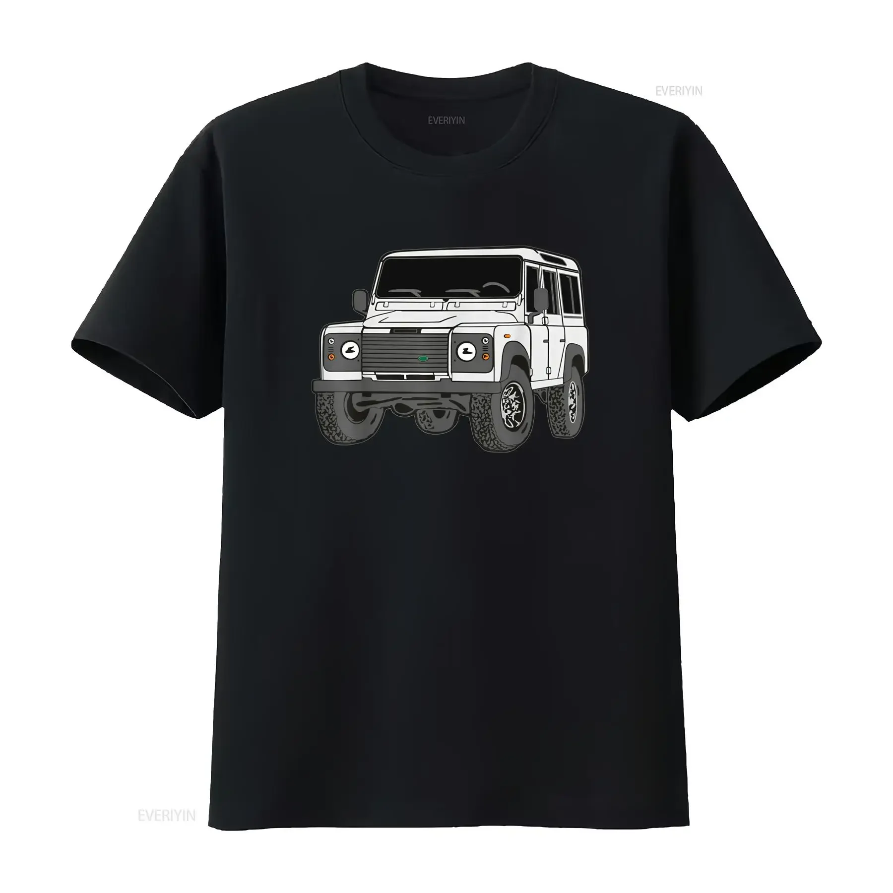 4X4 Defender 110 Off Road Vehicle Logo T Shirt All Season Casual Round Neck with SUV Print Machine Washable for Outdoor